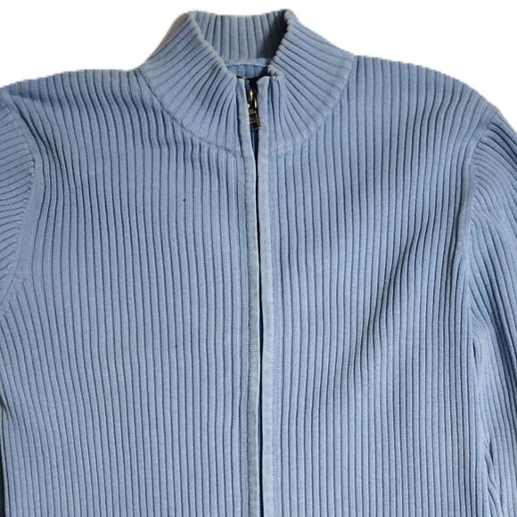 SELECTED Mens Mist Blue High Collar Front Zip Swedish Cardigan - Picture 2 of 7